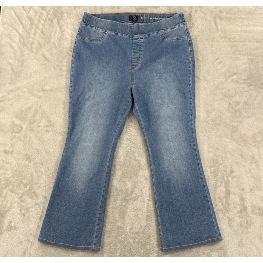 G by Giuliana Jeans Womens 1X Pull On‎ Jegging 2 In 1 Bootcut Faux Pockets Blue